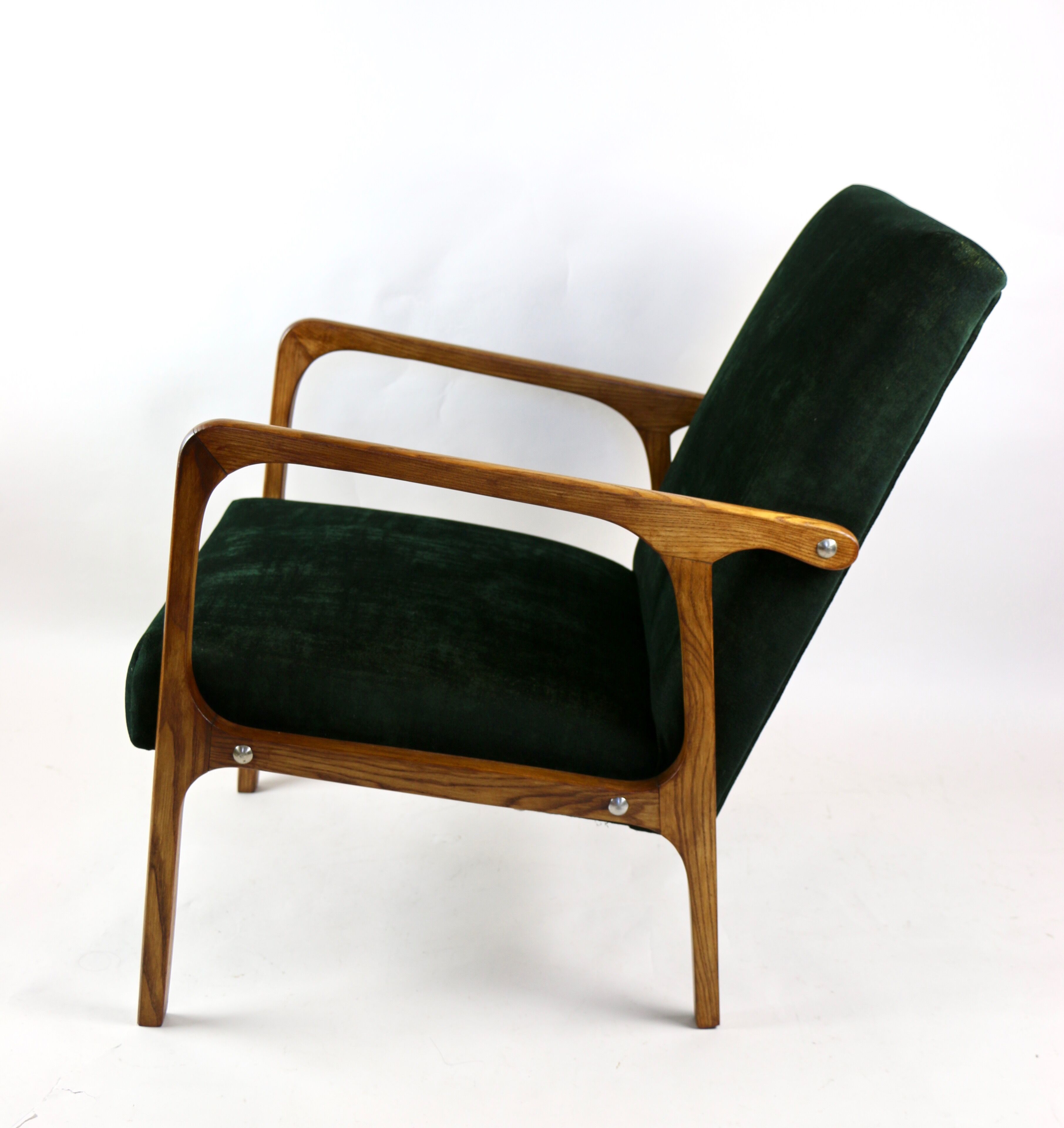 Fauteuil vintage en velours vert, années 1970