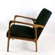 Fauteuil vintage en velours vert, années 1970
