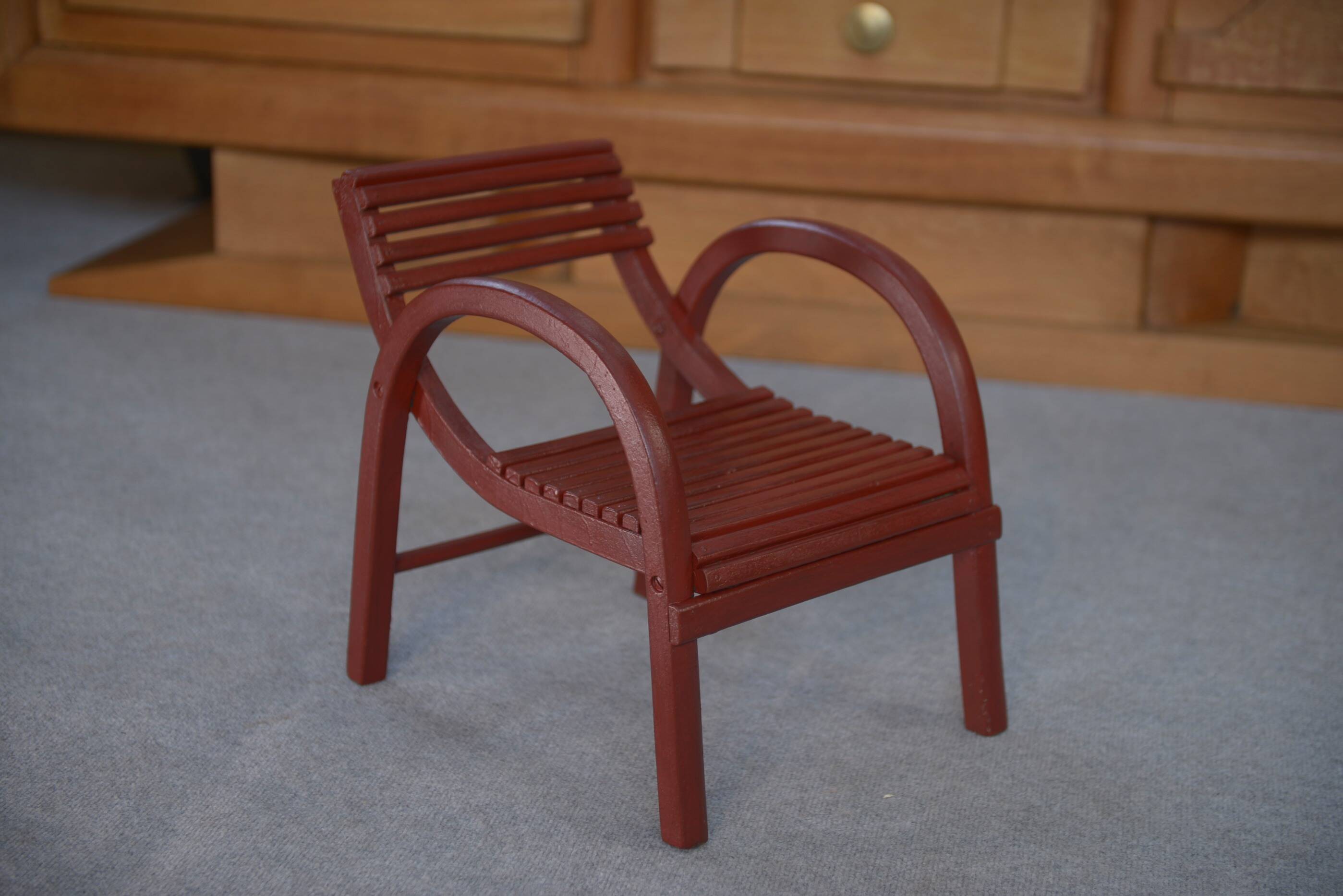 BAUMANN 1930s theatre red bentwood children's chair