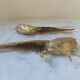 Set of 2 brass sculptures, pheasant couple