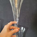 8 old champagne flutes evased blown glass model impossible