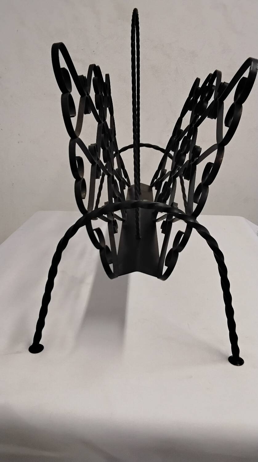 Wrought iron magazine rack signed CHATY Vallauris