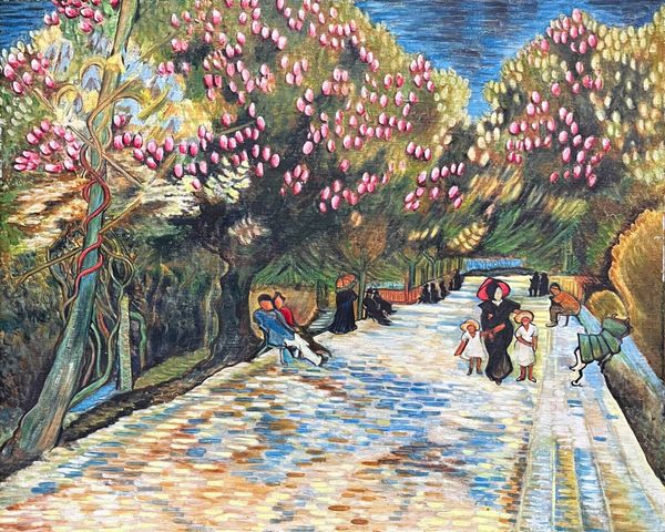 Tableau hst travail de copiste van gogh ''marronniers à fleurs rouge parc ar