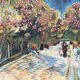 Tableau hst travail de copiste van gogh "marronniers à fleurs rouge parc ar
