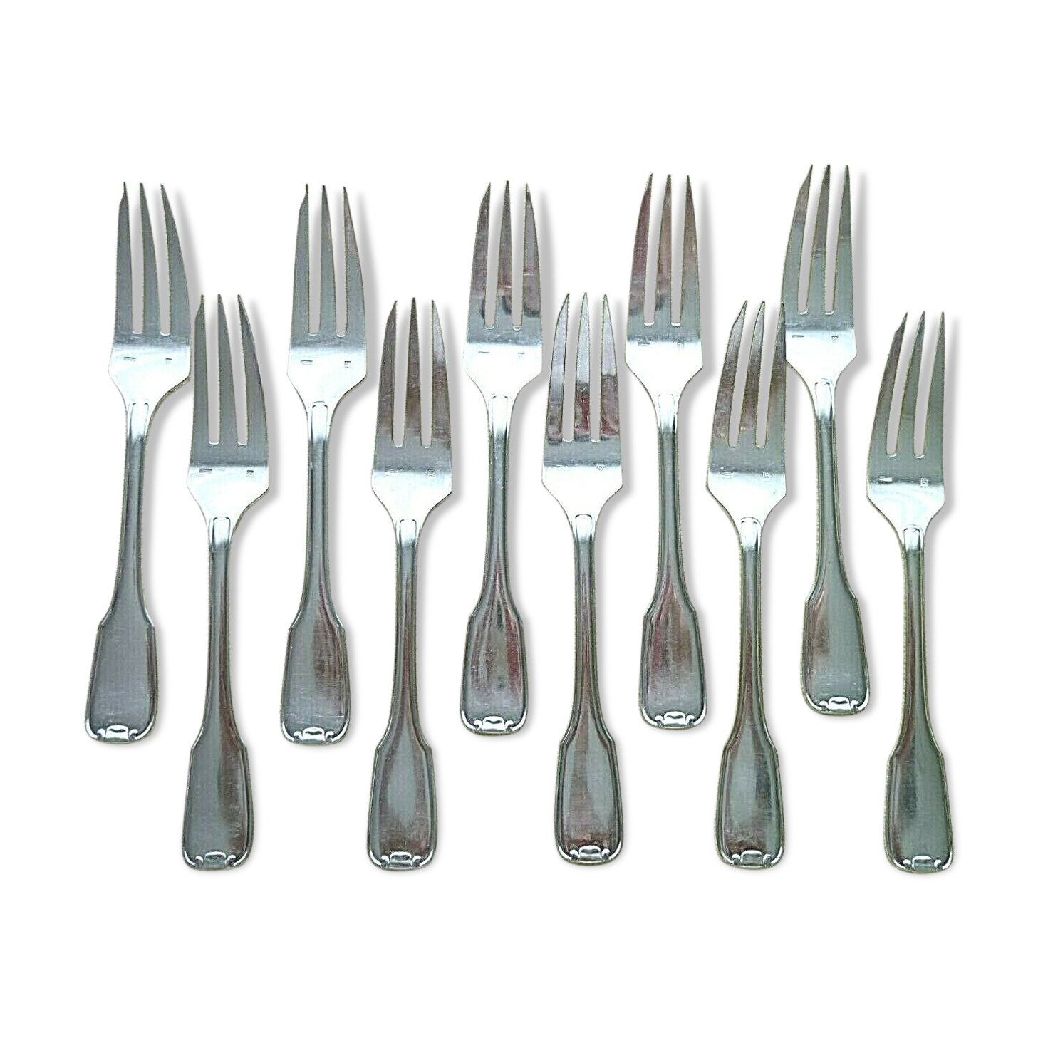Set of 10 silver metal cake forks François Frionnet
