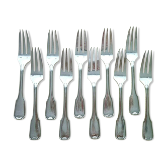 Set of 10 silver metal cake forks François Frionnet