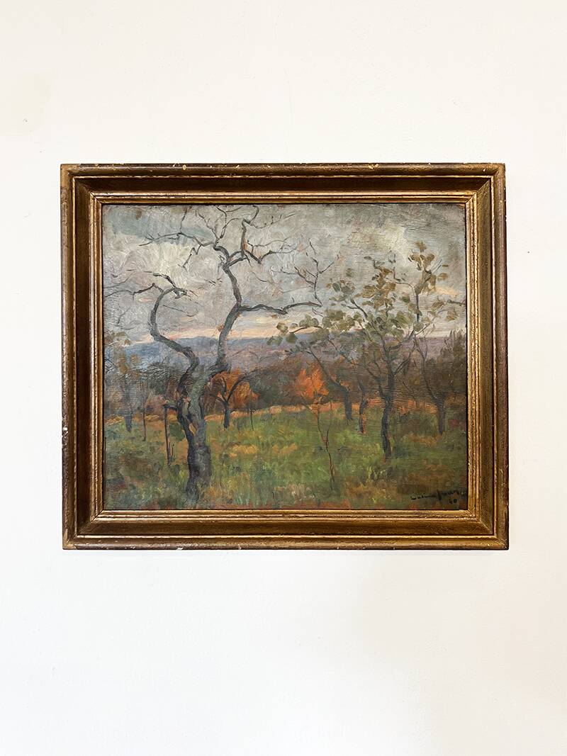 Painting “Wooded Landscape”, Oil on panel