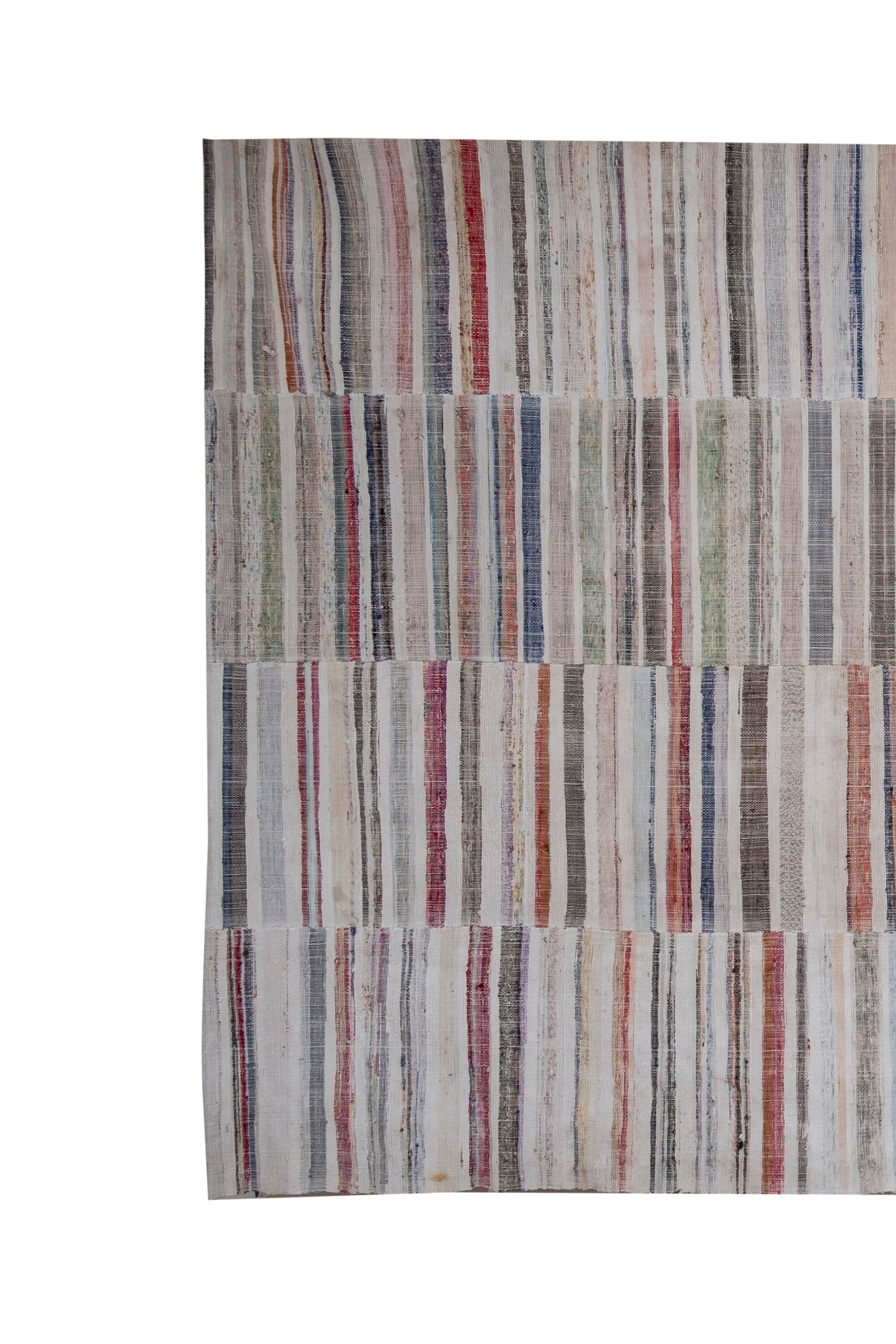 Tapis de chiffon turc années 1970 220 x 420 cm
