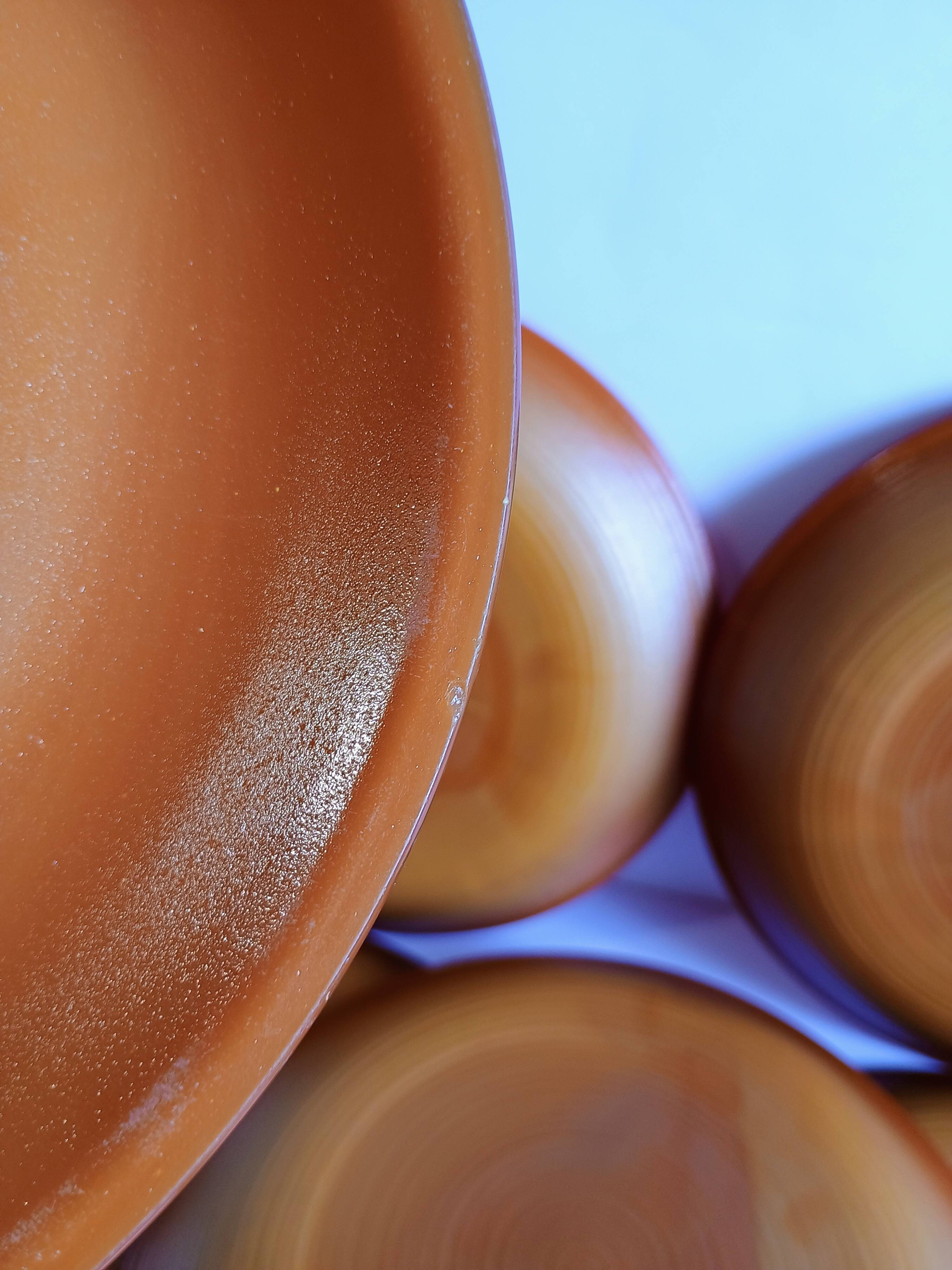 Set of 9 vintage opaline brown plates