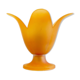 Lampe de table à fleurs en verre orange vintage