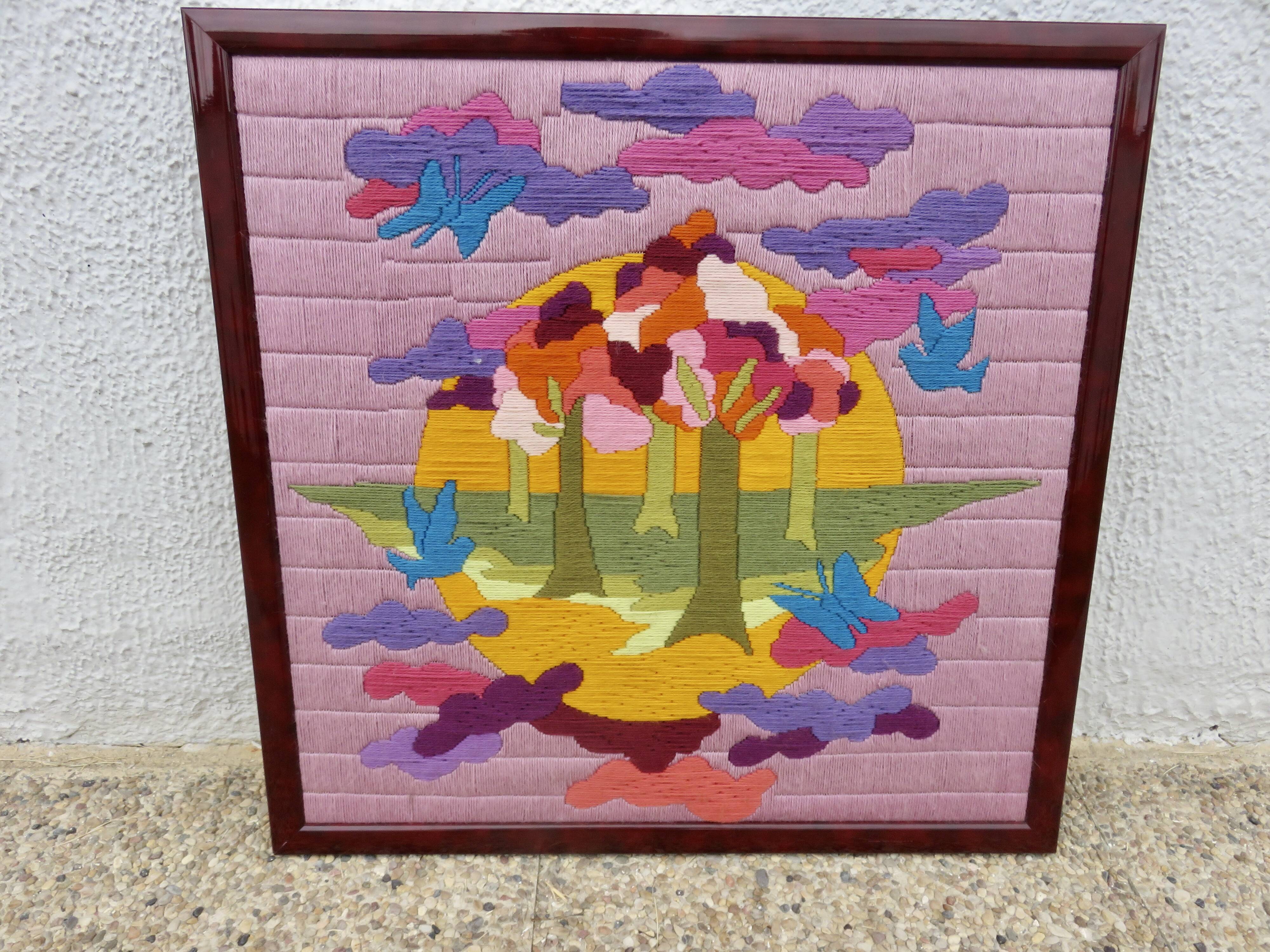 Psychedelic tapestry, futuristic, typical of 70s design.