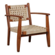 Armchair in solid oak and rope, 20th-century work.