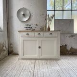 Meuble de métier enfilade patine blanche