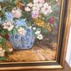 Oil Panel Bouquet Flowers Vase Blue Signed Framed Still Life