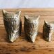 Trio of 3 owls in vintage brass