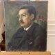 Portrait painting of a man with green eyes and mustache signed 1904