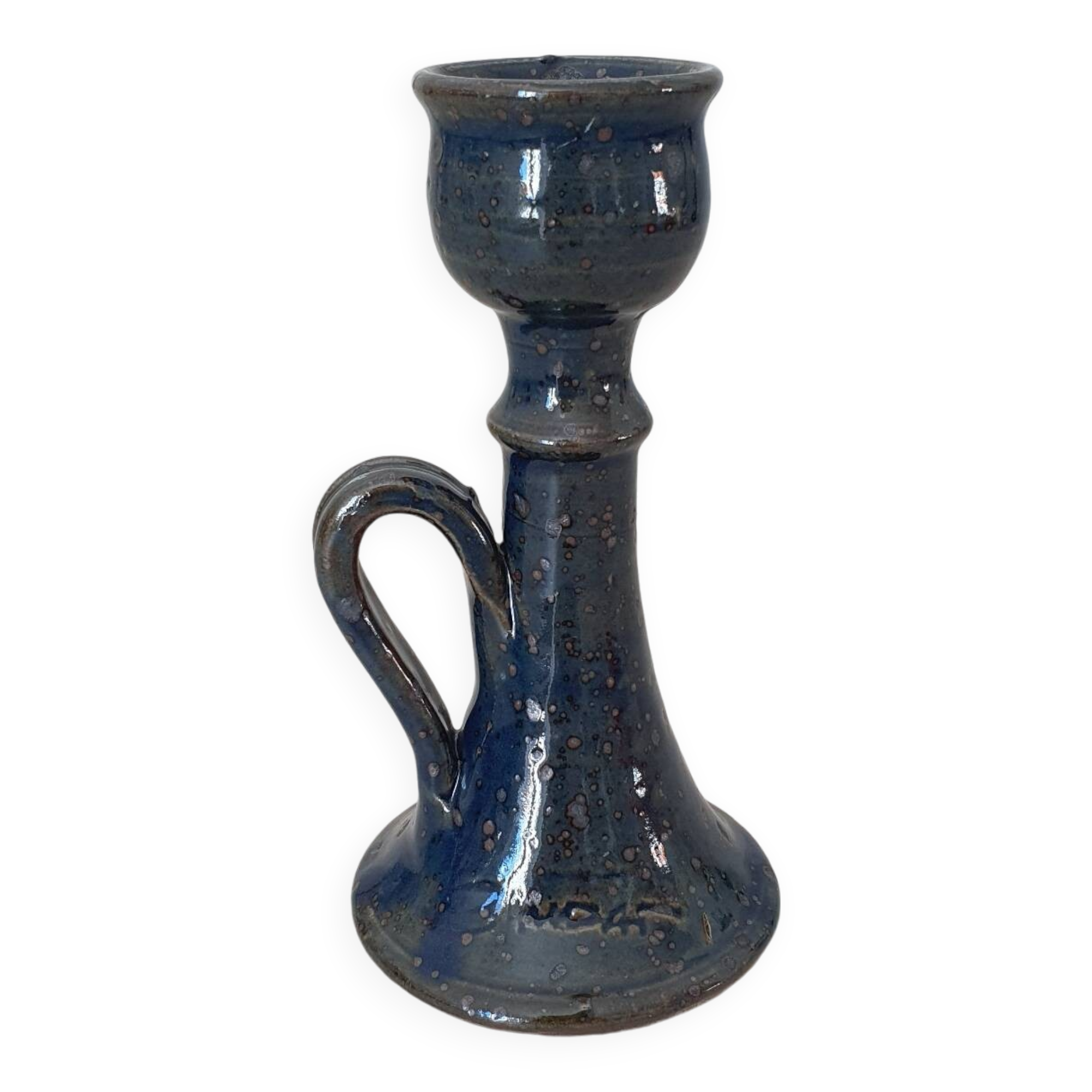 Pyrite stoneware candle holder signed Guy Baudat