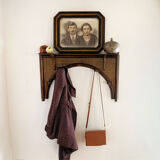 Vintage rattan and cane wall coat rack