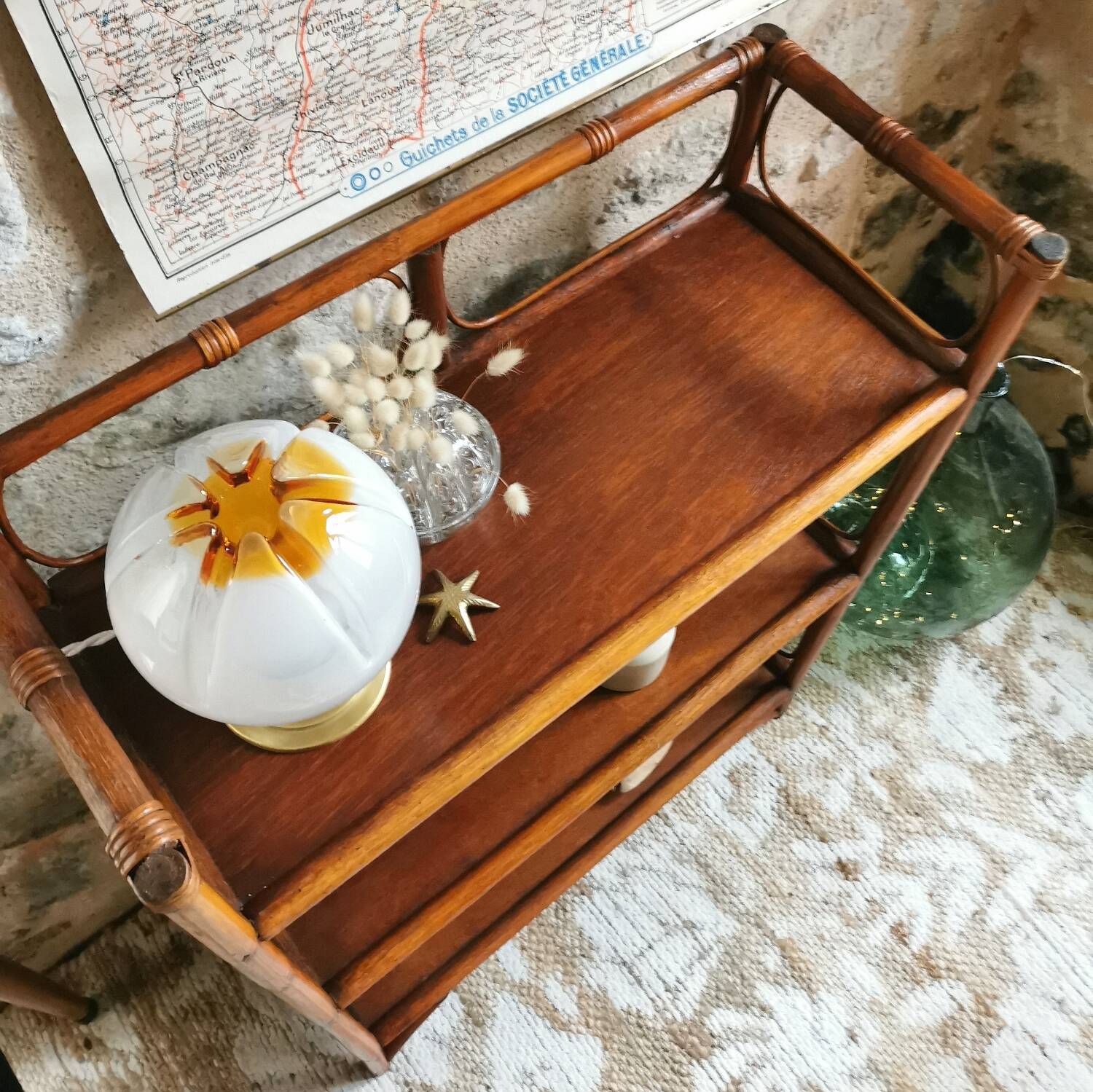Vintage rattan shelf