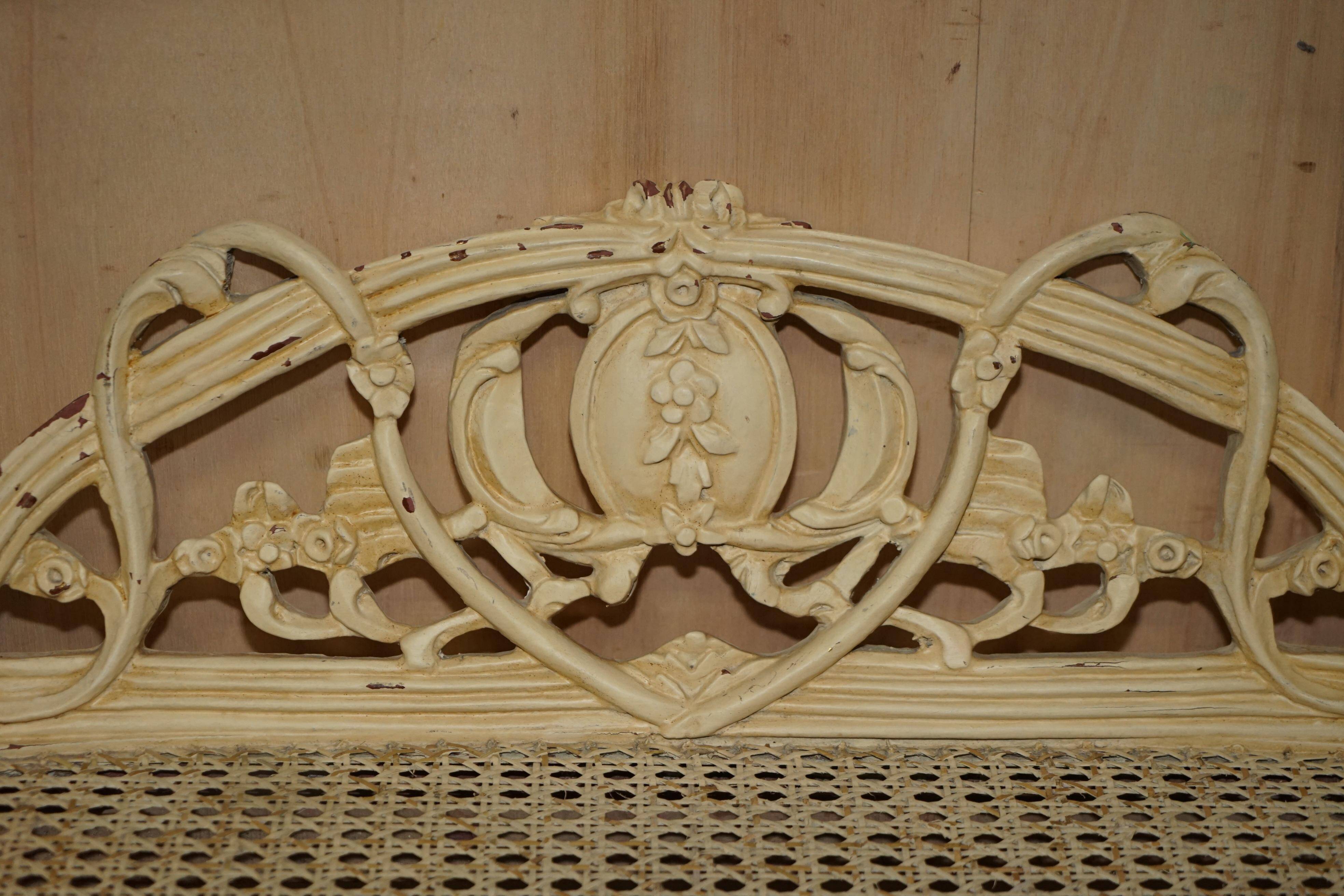 Antique French bergère window bench shabby chic