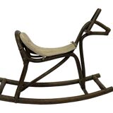 Midcentury bamboo rattan rocking horse 60's design children