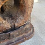 Colonne vis de pressoir en bois ancienne 19ème art populaire rustique en chêne