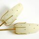Beautiful Mid-Century brass wall lamp with painted glass shade