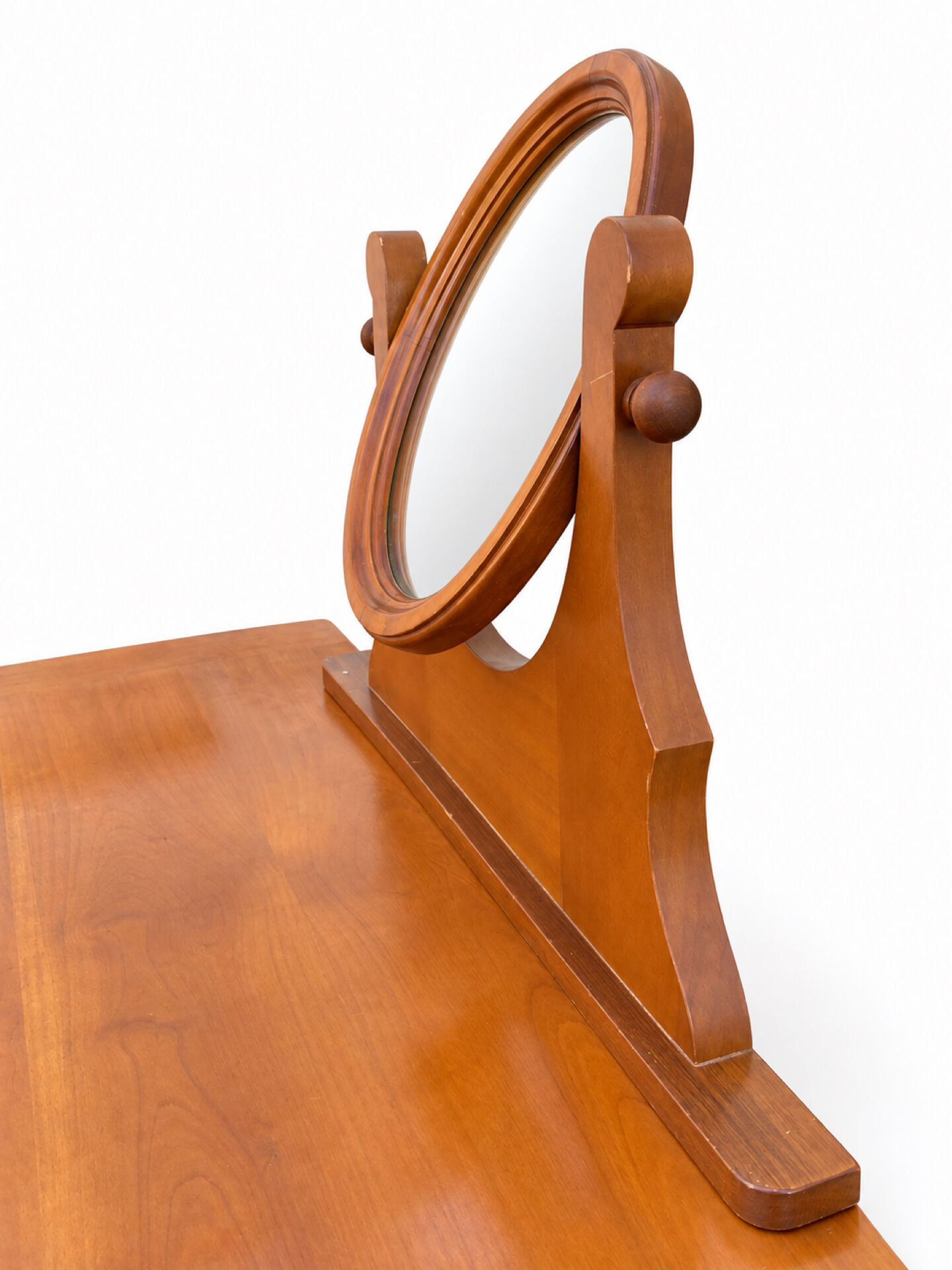 Coiffeuse Console en merisier avec miroir ovale orientable