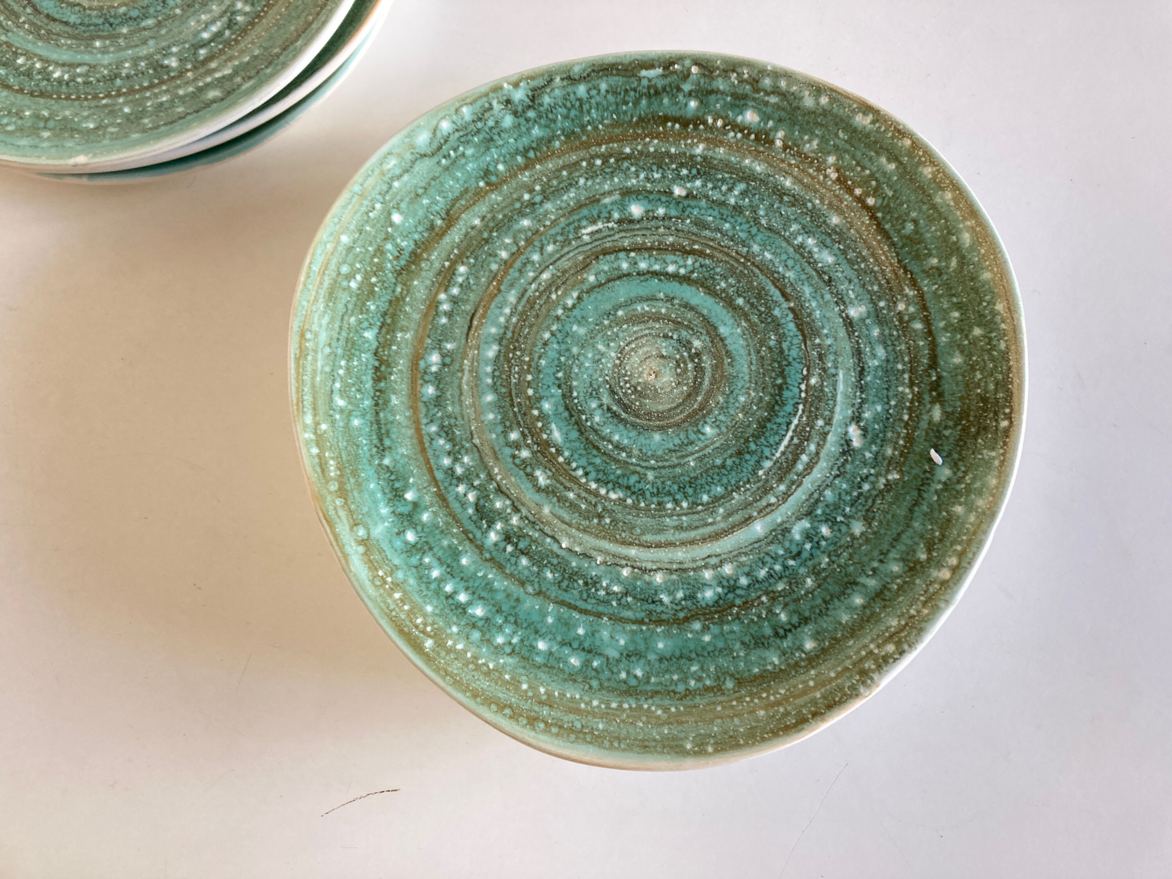 Set of 9 plates 1970 in stoneware Mousse de Nierderviller
