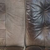 Grey leather elements design sofa 2 elements + footstool