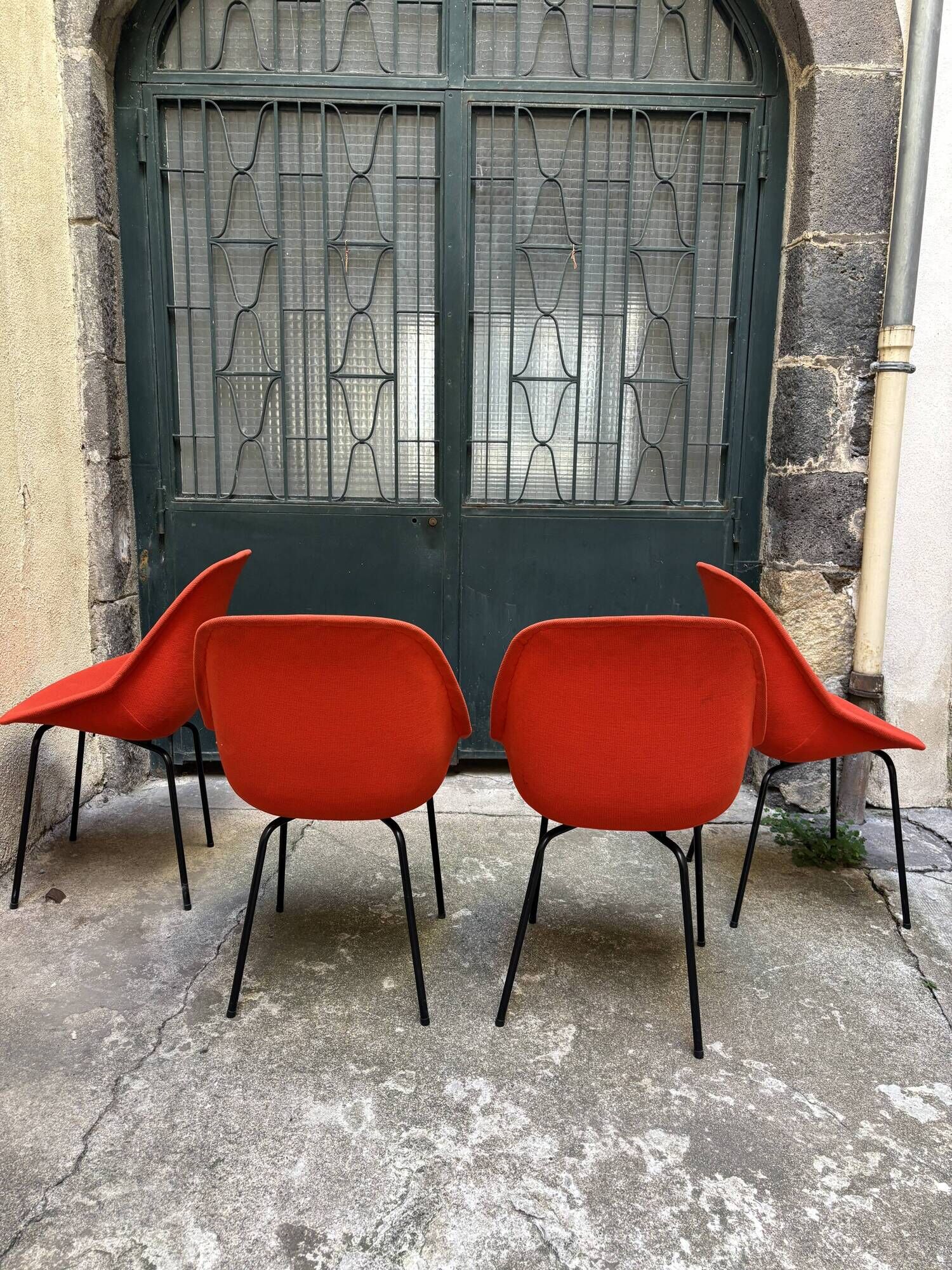 Set of 4 Geniève chairs by Dangles and Christian Defrance 1950