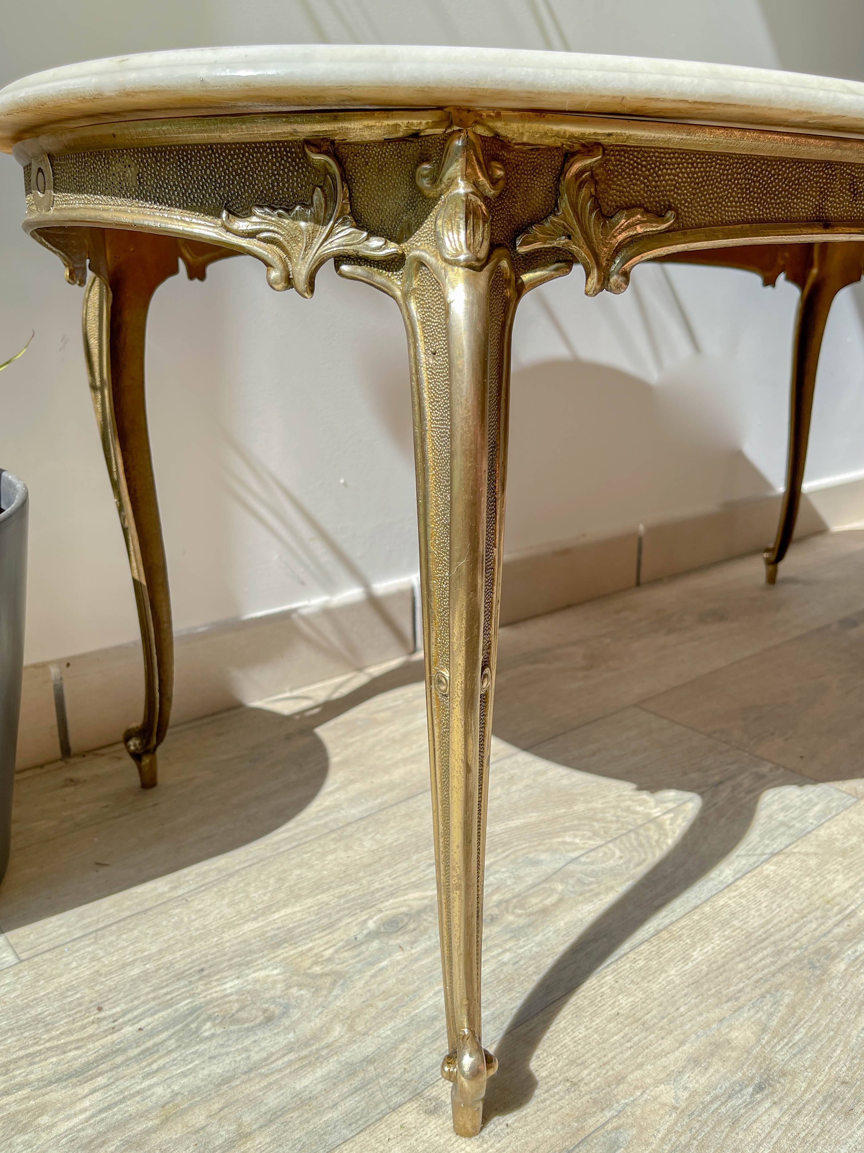 Vintage marble and bronze coffee table