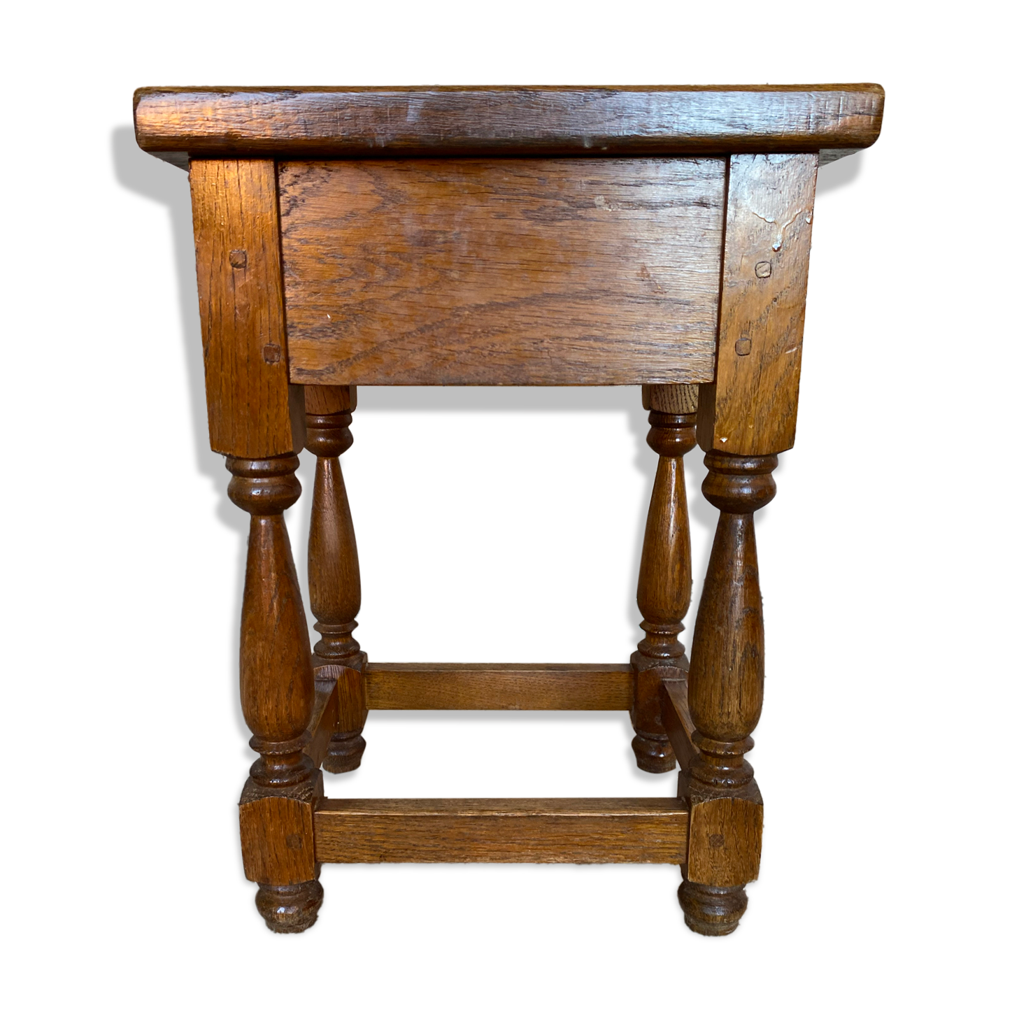 Vintage Solid Oak Nightstand with Storage #E105