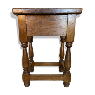 Vintage Solid Oak Nightstand with Storage #E105