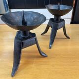 Pair of brutalist candlesticks