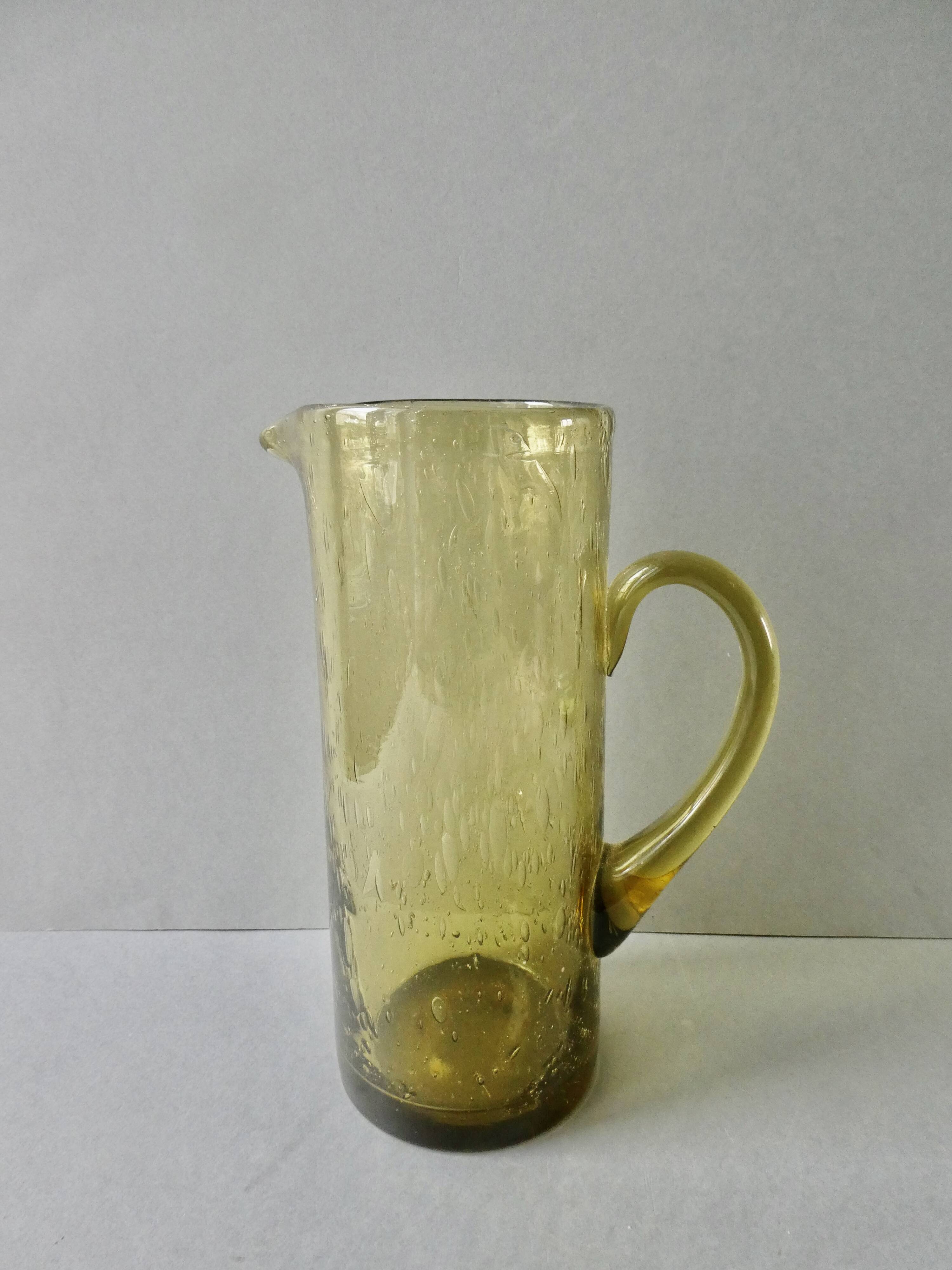 Large bubble glass pitcher from the 70s