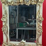 19th century style beveled mirror with garlands of flowers and leaves
