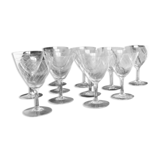 Set of 11 crystal walking glasses, 1940