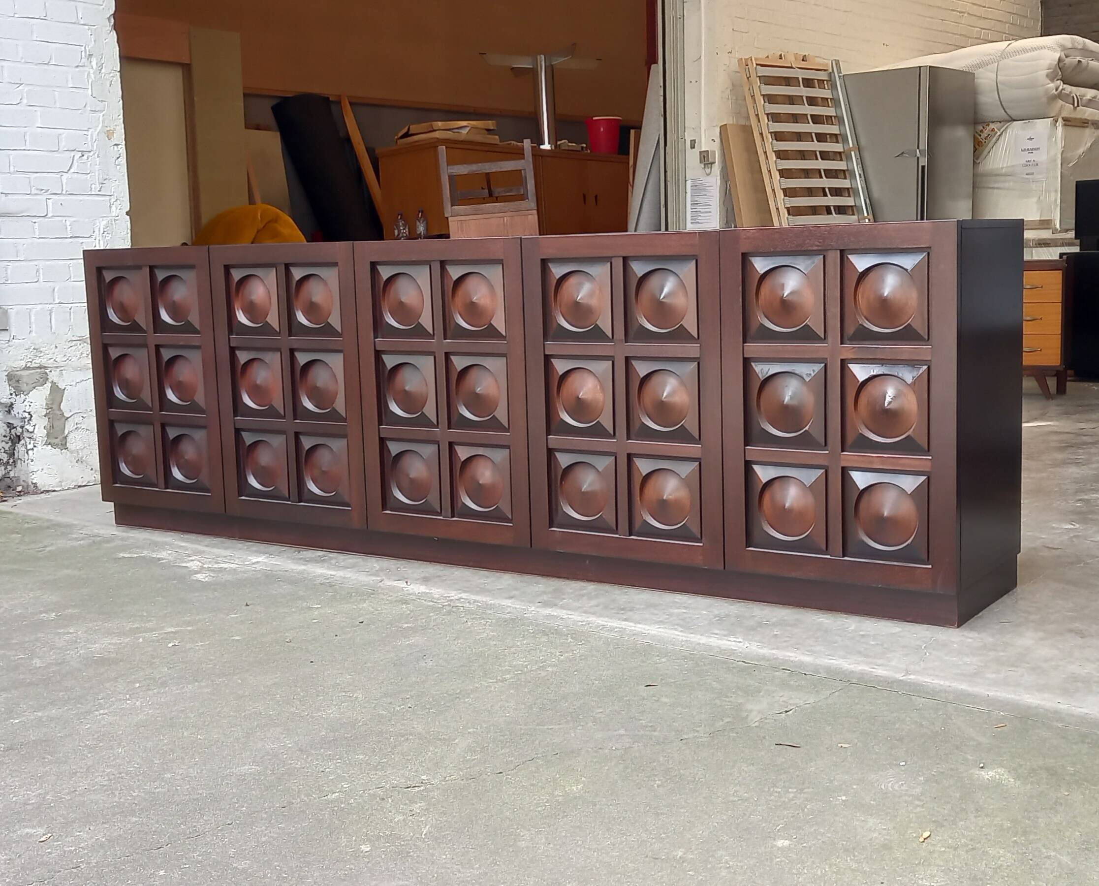 Vintage Brutalist Sideboard in Mahogany 1970s