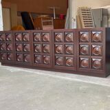 Vintage Brutalist Sideboard in Mahogany 1970s