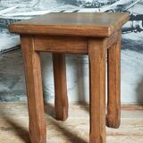 Stool in solid wood waxed oak rustic