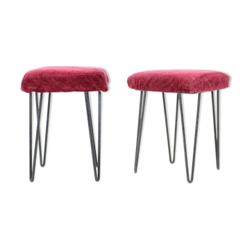 Paire de tabourets du milieu du siècle, Tchécoslovaquie, années 1970