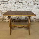 Table basse avec portes revues en  rotin vintage