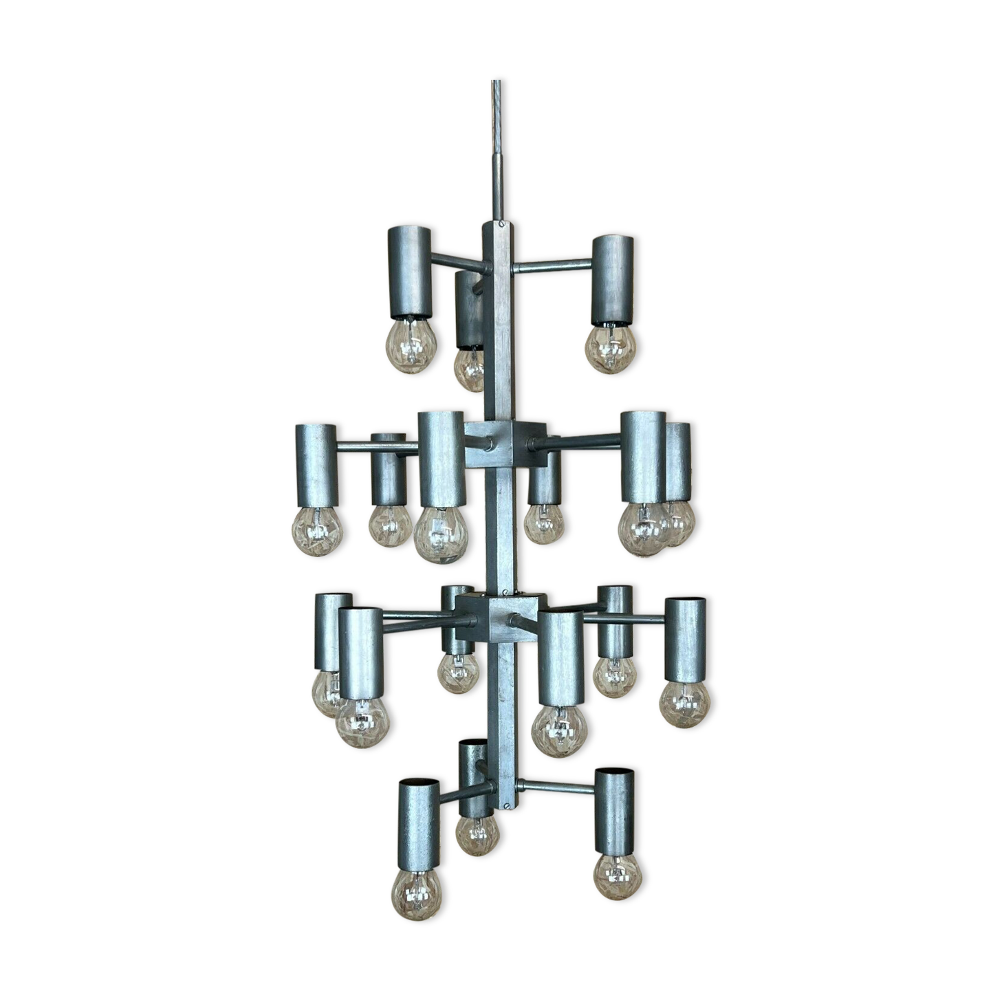 XL 60s 70s Chandelier Chandelier Pendant Lamp Chrome & Metal Design 60s 70s