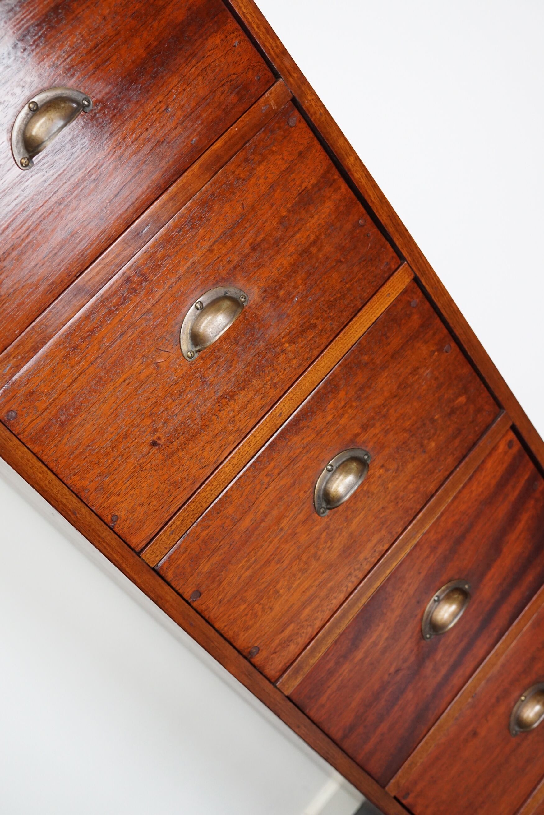 Dutch Industrial Mahogany Apothecary Cabinet, Mid-20th Century