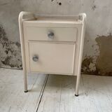 Industrial white metal bedside