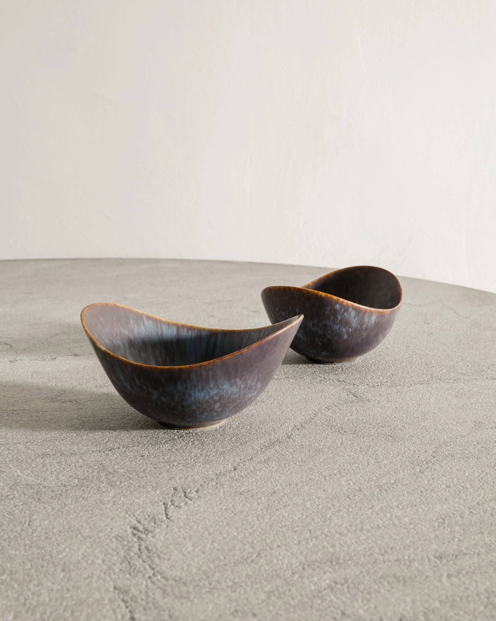 Pair of Swedish Ceramic Blue Berown Bowls by Gunnar Nylund, 1950s