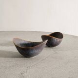 Pair of Swedish Ceramic Blue Berown Bowls by Gunnar Nylund, 1950s