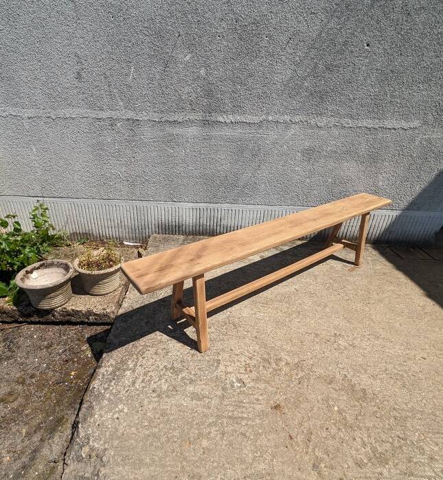 Solid oak farm bench