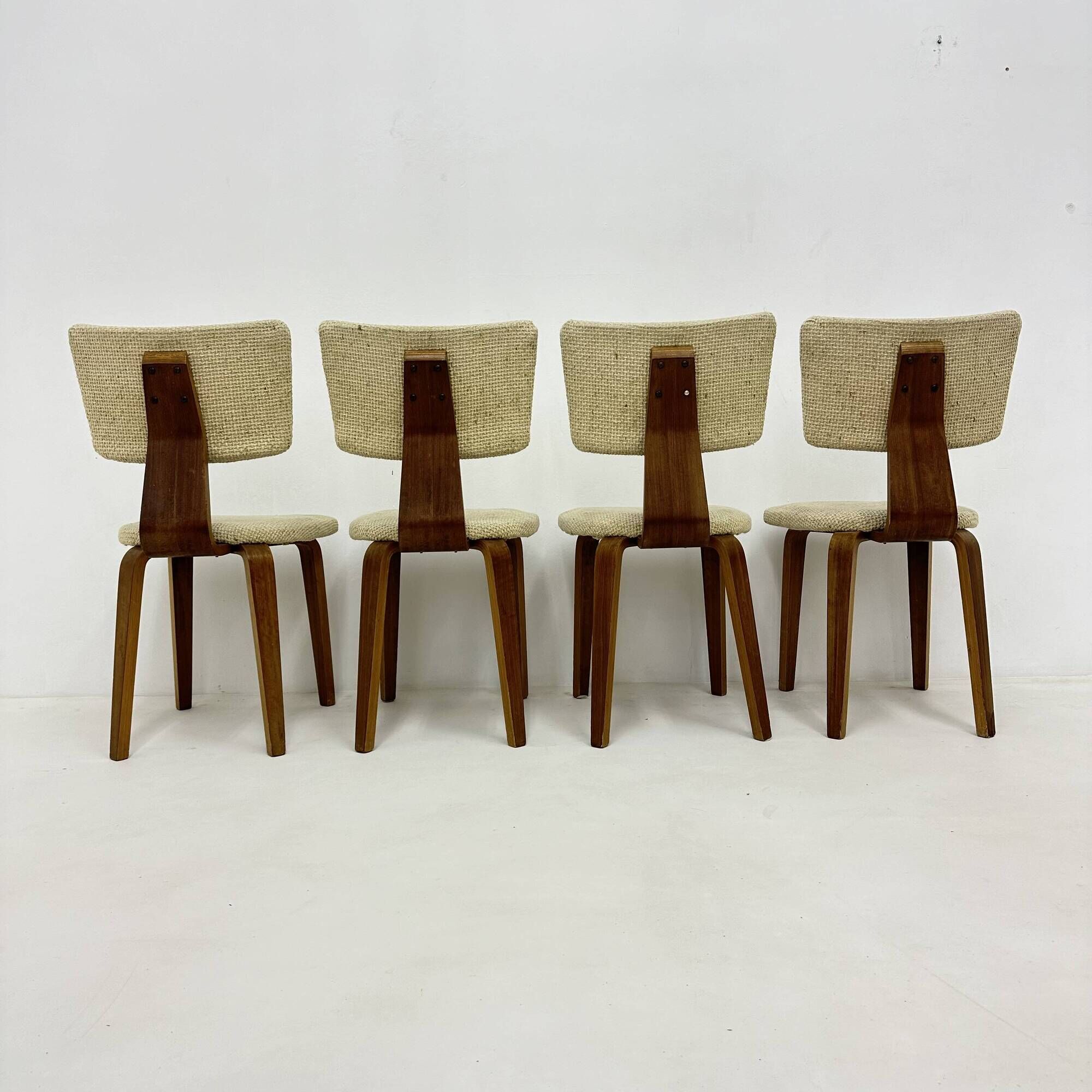 Set of 4 Dutch design by Cor Alons plywood dining chairs , 1960s